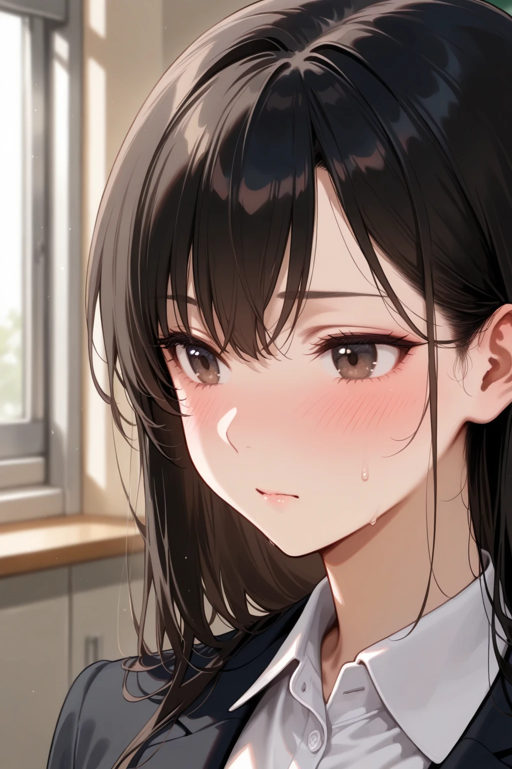 middle School girls、Blow Images、Forced blowjob、Facial、A lot of semen、A large amount of semen is splashed on、Semen splatters、Face with on it、Semen dripping in my hair、Semen dripping down my cheek、Semen dripping down my forehead、Drooling、Extremely thick penis、Black Haired Beautiful Girl、uniform、Short sleeve、White blouse、Loosened tie、Collarbone in full view、Naughty lips、Looking up、Upper body only、Watery eye、I'm in tears、Drenched in sweat、classroom