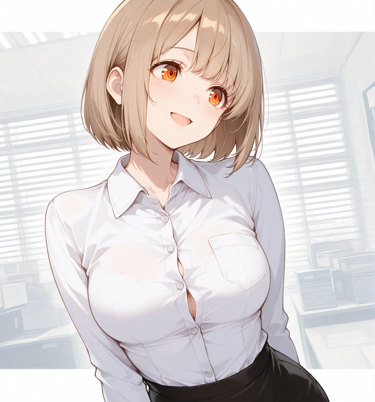 、(masterpiece、Highest quality)、Highest quality, Ultra-high resolution, (((masterpiece))), alone, Sweat、Big eyes, Composition from the front、Shortcuts、Embarrassed face、Blonde Hair、Cut your hair short、School classroom、Sailor suit、skirt、short hair、Browsing Caution、Upper body naked、Breasts exposed、Nipples、Large areola、Sitting in a chair without a backrest、Internal Medicine Examination、Woman showing her body、belly button、真Composition from the front、School Insurance Office、curtain、cubicle、window、door、Fluorescent lamp