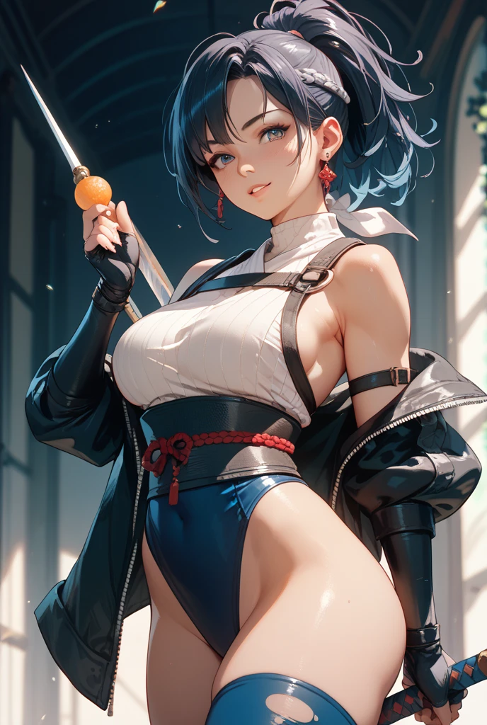 (Black and white Anime Line Art)(Line Art) (extreme complexity, two subjects unique and individual) (subject 1:A sexy Sith Warlord (alien, big breasts, no hair many small horns instead, demon eyes, many fierce and evil tattoos, small fighting costume, looks unhinged, wielding a evil light saber)) is challenging a (subject 2: Japanese Jedi woman (big butt, small breasts, sailor school outfit with scifi gadgets, short hair, big eyes, calm and composed, masterfully wielding her light saber)), set in a sci-fi high technology building