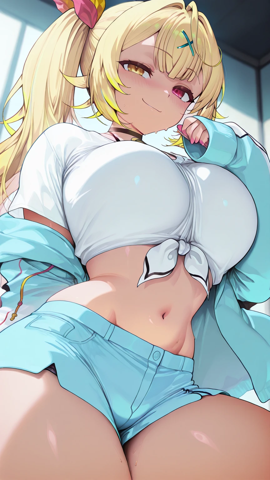 (perfect anatomy), masterpiece, highest quality, High resolution,blue eyes,long hair,hair between eyes, hair ornaments,golden hair,Slightly curly hair,Bloomer gym clothes, Delicate limbs, blush a little,Saliva leaks from the mouth,open your mouth and stick out your tongue, Melted face , love with the shadow of a penis, (embarrassed,blush:1.3), nsfw,(ecstasy:1.3) ,(slut:1.2),(vulgarity:1.3),(fucked silly:1.1),(steam:1.1),(wet:0.8),(trembling:0.8),(tears:0.7) ,(drooling:0.6),(sweat:0.8), open mouth, wince,(orgasm:1.5),awaiting tongue, Slender body, Fellatio Gesture, (looking back), Big Hip, Big Breasts, (Look Back), Big Hip, (lying on her stomach), (Sleeping Back), (Doggy style), spread legs, Lying in bed, 1 boy and 1girl are having sex