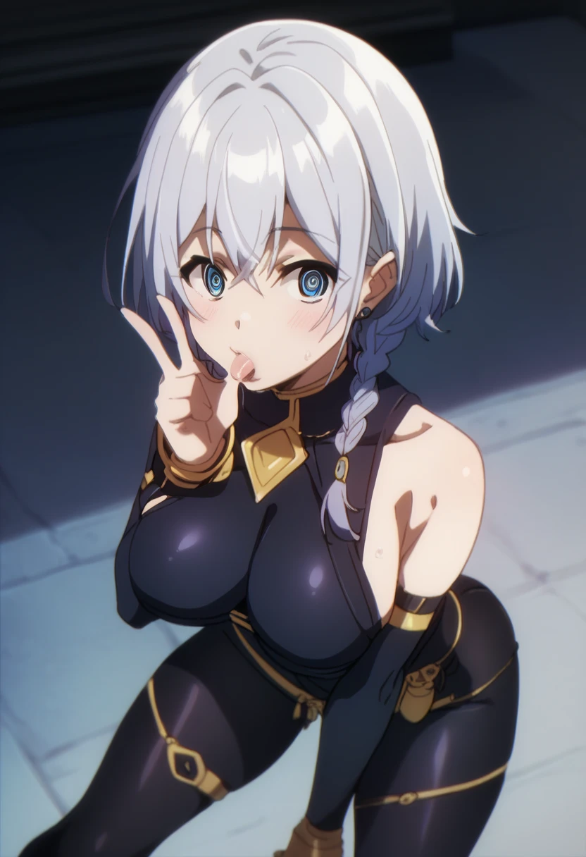 (((SHARP detail perfect face))), (huge breasts), ( bearing hips), detailed skin, ((masterpiece)), best quality, (SHARP details), 4k, (((female gladiator))), ((dark skin)), (cat ears), (cat tail), (platinum hair), (muscular), sweat, (slave collar), (gladiator (bikini armor)), amber eyes, looking at viewer, (spoken heart), standing, tall woman, (in heat), hugging viewer, close up, ((kissing viewer)),