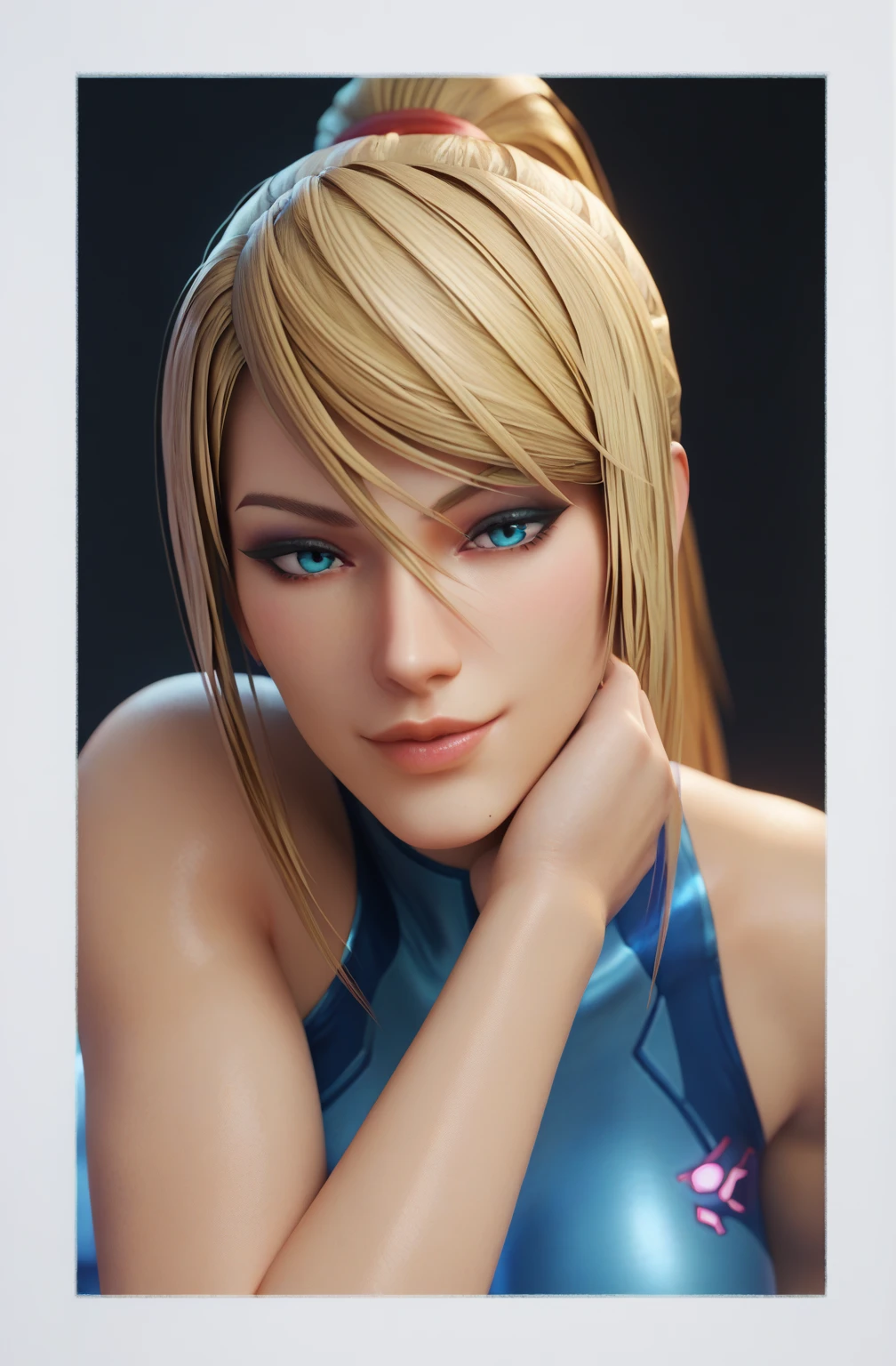 Sarah, blue eyes, very long hair, (most beautiful woman:2.0), (toned arms:1.4), (shiny skin:1.2), (skinny girl:1.5), (blonde hair:1.2), high ponytail, (detailed hair streaks:1.3), (armpit dirty:1.3), (free flowing hair streaks:1.3), floating hair, , Shoulders , (arms :1.3), (:1.3), ( figure:0.7), (hands behind back:1.4), (red lipstick:0.9), (tight blue :1.1), belt ,(sleeveless:1.6), zipper, boots, high heels, earrings, (short fingerless gloves:1.4), BREAK masterpiece, 1 girl, RAW photo, (best quality:1.2), extremely delicate beautiful, very detailed, 2k wallpaper, amazing, fine details, extremely detailed CG Unity 8k wallpaper, super detailed, high resolution, (beautiful detailed girl:1.2), perfect , (shiny clothes:0.6), (big smile expression:1.2), (upper body:0.5), (Realistic, Photorealistic:1.0), (thin nose:1.2), (face focus:1.3), high nose bridge, (blue clothes:1.2)
