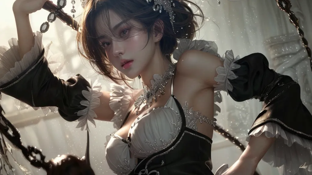 Short haired girl, black hair, right hand wrapped in a thick white bandage, right hand clenched fist, fighting posture, resolute eyes, delicate face, charging posture, exquisite picture, 8K, petite girl, supplement palm details, complete arm posture --auto --s2