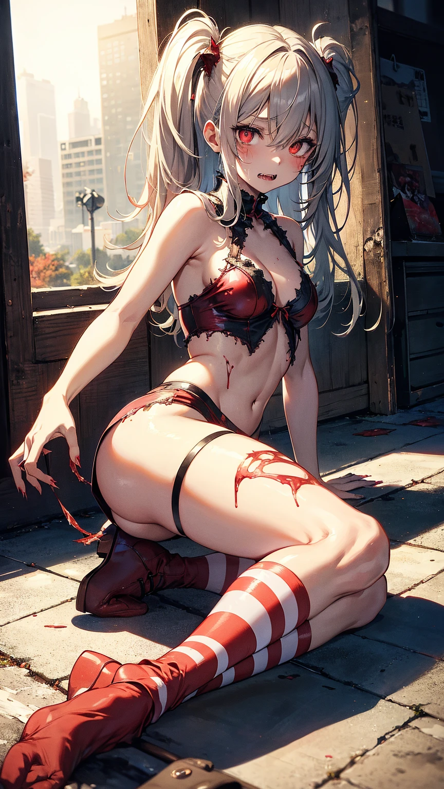 masterpiece, gorgeous,not wearing clothes, full body,full body naked, vagina, pussy,  best quality, highres, 1girl, ((solo)), colorfull, blonde, dangerous,vivid eyes,(yellow eyes), alone, , mesmering eyes, neon, smilling, scary smile, madness, ((blood, colorful, ink)) BREAK intimate,cyberpunk, digital art, high details, modern, intricate, perfect face, traced lights, backlight, scary, (sensual), misteryous, blood, cinematic BREAK , backlight, glowing eyes, artistic, wallpaper, futuristic clothes, fog, BREAK superior, long hair, absurdes, crazy smile, HyperStylizeV6, power \(csm\), symbol-shaped pupils