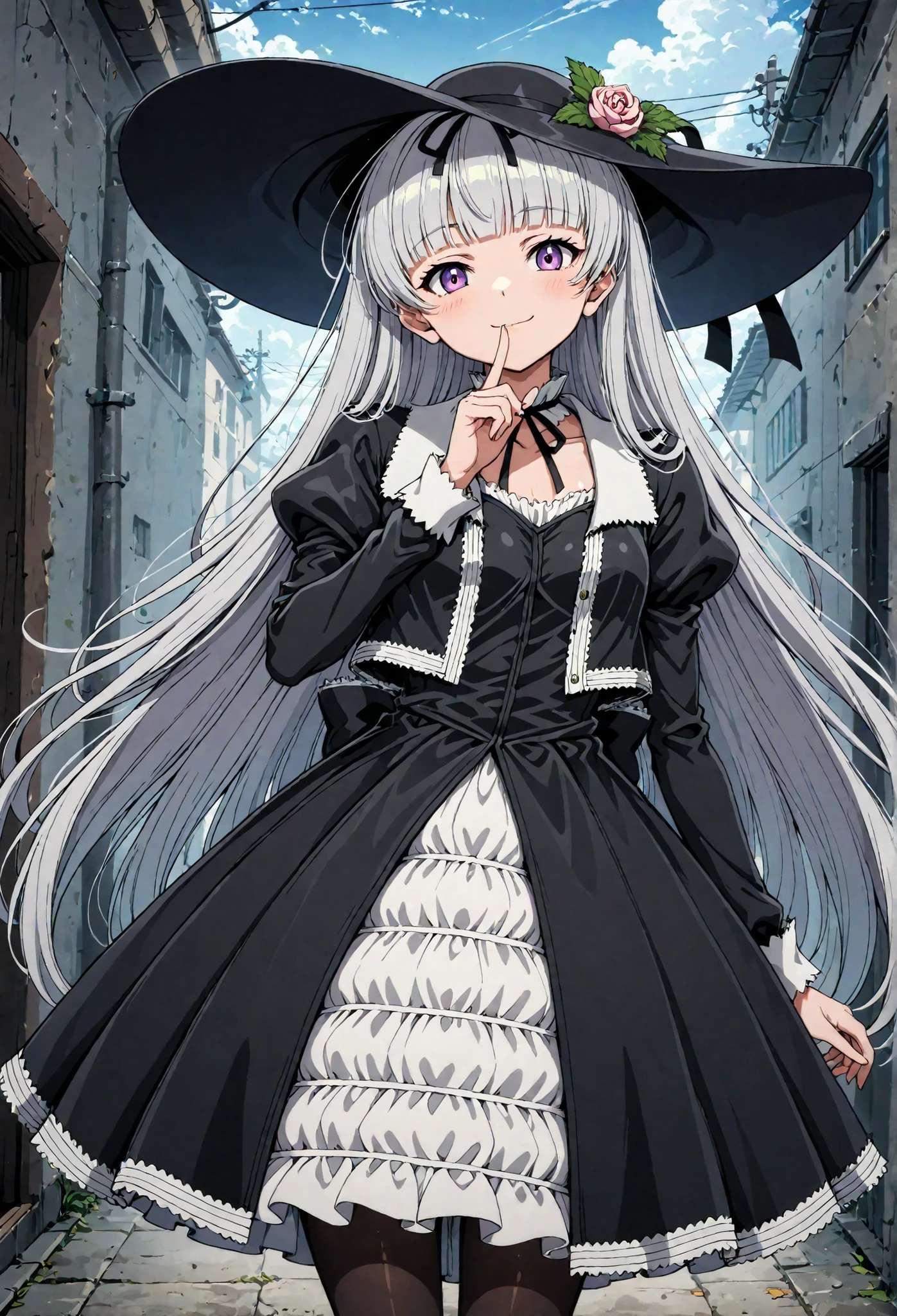 Gretel (black lagoon), gothic fashion,black hat,, best quality, HD ,masterpiece, High Resolution,,