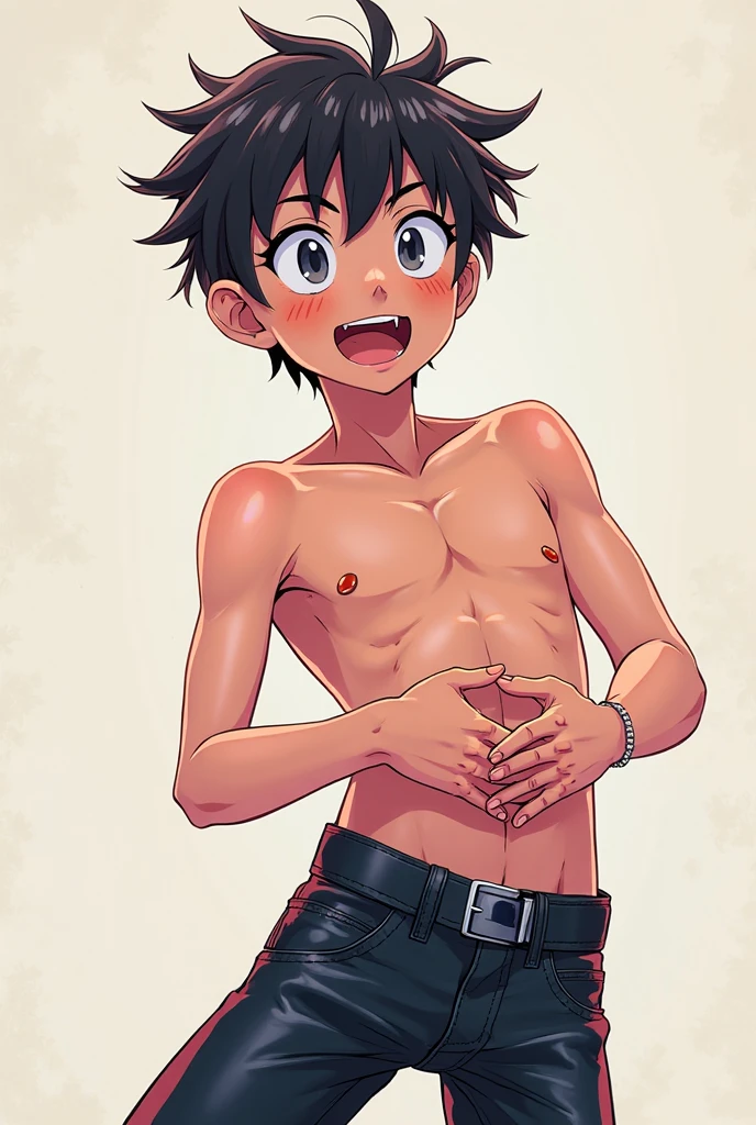 Luffy naked showing his penis and cumming