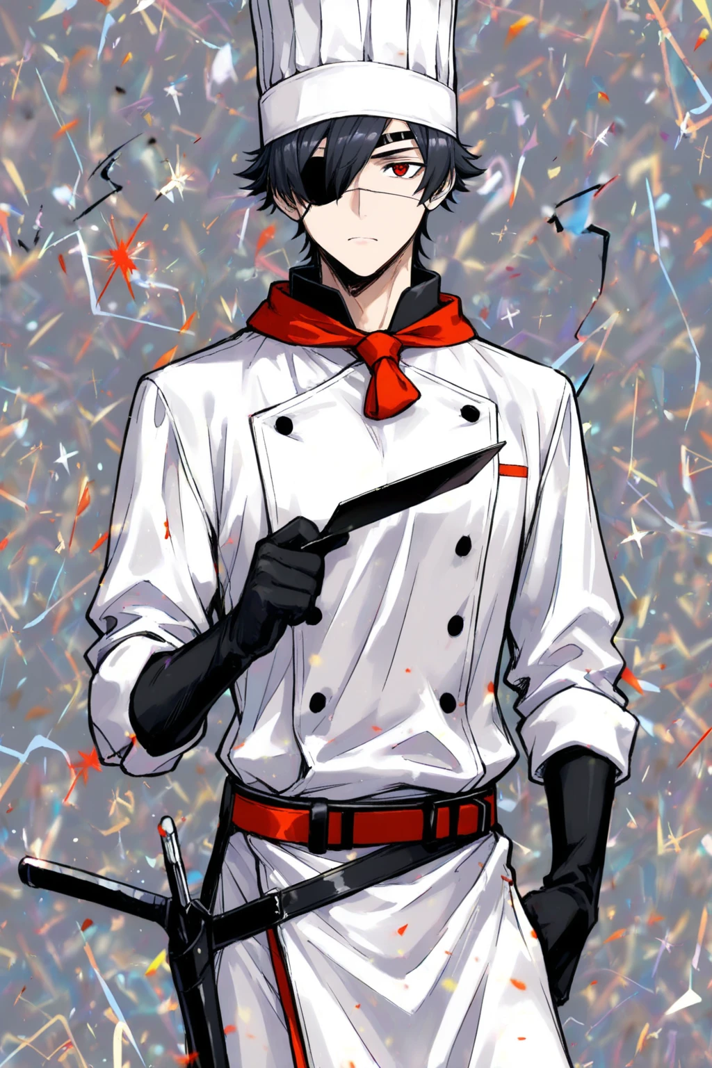 red hair red eye boy wearing like a american uncle sam style with anime style