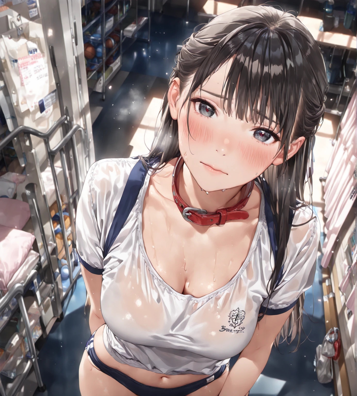 <lora:Independence_v1:1> brown hair, hair ornament, red eyes, navel, bare shoulders, medium breasts, ahoge, hairband, midriff, belt, miniskirt, stomach, nail polish, high heels, blue skirt, see-through shirt, bare legs, thigh strap, halterneck, sandals, toenails, toenail polish, white belt, independence_(azur_lane), traveling, white shirt,white jacket, pink sleeve cuffs, <lora:flatBG:-0.5> ,<lora:flat2:-0.5> ,<lora:hyperrefiner_v090:1> ,(dark light:1.2),(hyper extreme detailed),(masterpeace:0.5),(hyper extreme),(photorealistic),game cg,llustration,novel illustration,beautiful lighting,light from the front,good_hands,beautiful art ,BREAK