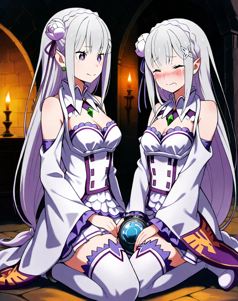（（完美number，number，Bare shoulders，armor，Breastplate，White sleeves，Separate sleeves，Red Skirt，Pleated Skirt，White socks，Close-up of three national progressive women kneeling on the bed posing for photos，（Huge cleavage breasts：3.0），（Transparent shirt：1.2），（Open shirt），Chinese style，Ponytail，Tight clothing，Waiting to start