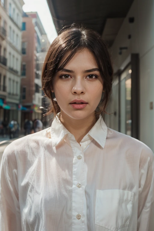 half body photo, Caucasian woman at train station, makeup, Kodak Ultra Max, 85mm, white shirt, brown skirt,, photorealistic, photo, masterpiece, realistic, realism, photorealism, high contrast, photorealistic digital art trending on Artstation 8k HD high definition detailed realistic, detailed, skin texture, hyper detailed, realistic skin texture, armature, best quality, ultra high res, (photorealistic:1.4),, high resolution, detailed, raw photo, sharp re, by lee jeffries nikon d850 film stock photograph 4 kodak portra 400 camera f1.6 lens rich colors hyper realistic lifelike texture dramatic lighting unrealengine trending on artstation cinestill 800,