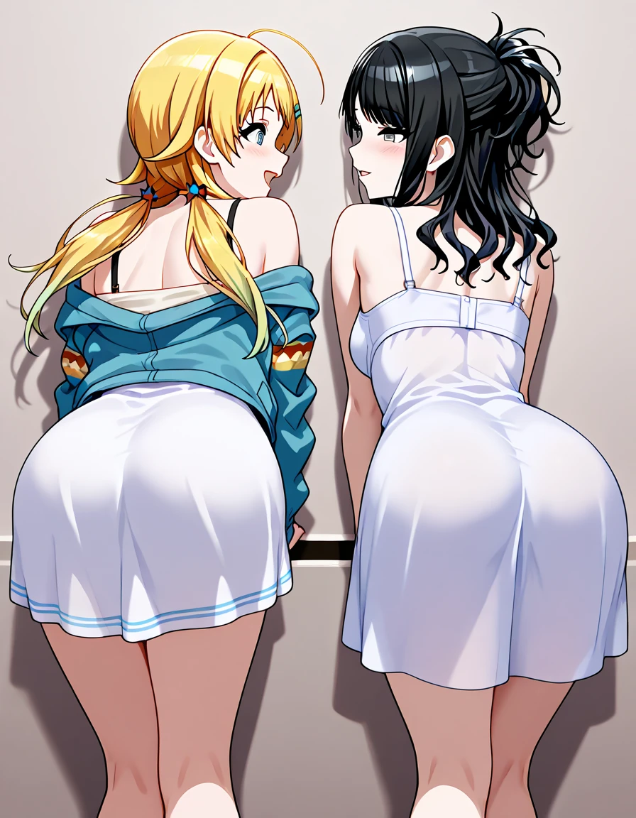 Duo, score_9,score_8_up,score_7_up, source_cartoon, kemono style,  ((Audie from animal crossing, Anthro orange wolf girl)), and ((ankha from animal crossing, Anthro yellow cat girl)), standing, naked, hugging, kissing