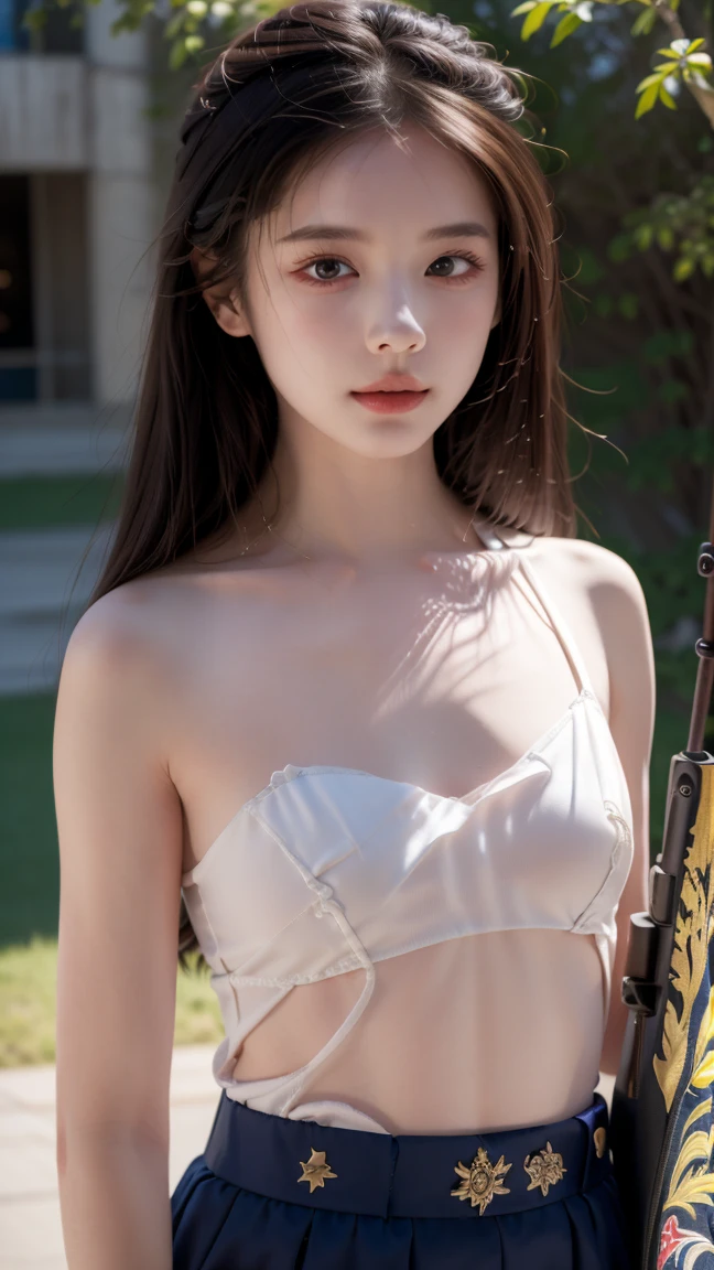 Chinese beautiful woman,modern day,Bandeau,Exposed milk,二重まぶた