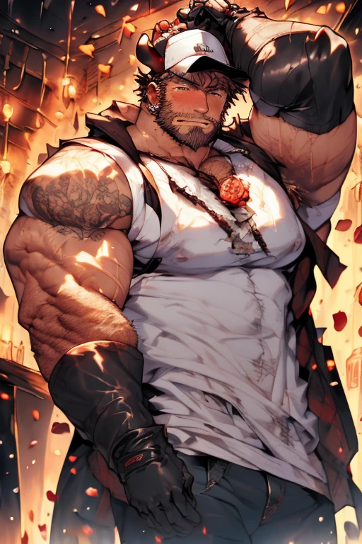 High Quality, Masterpiece, Ricardo, red bandana on the head, <lora:Char_Sigmas_RicardoMilos:0.9>, from behind, shoulder blades, muscular, gym, scar, scar on back, imitating, aura, muscular male, muscular back