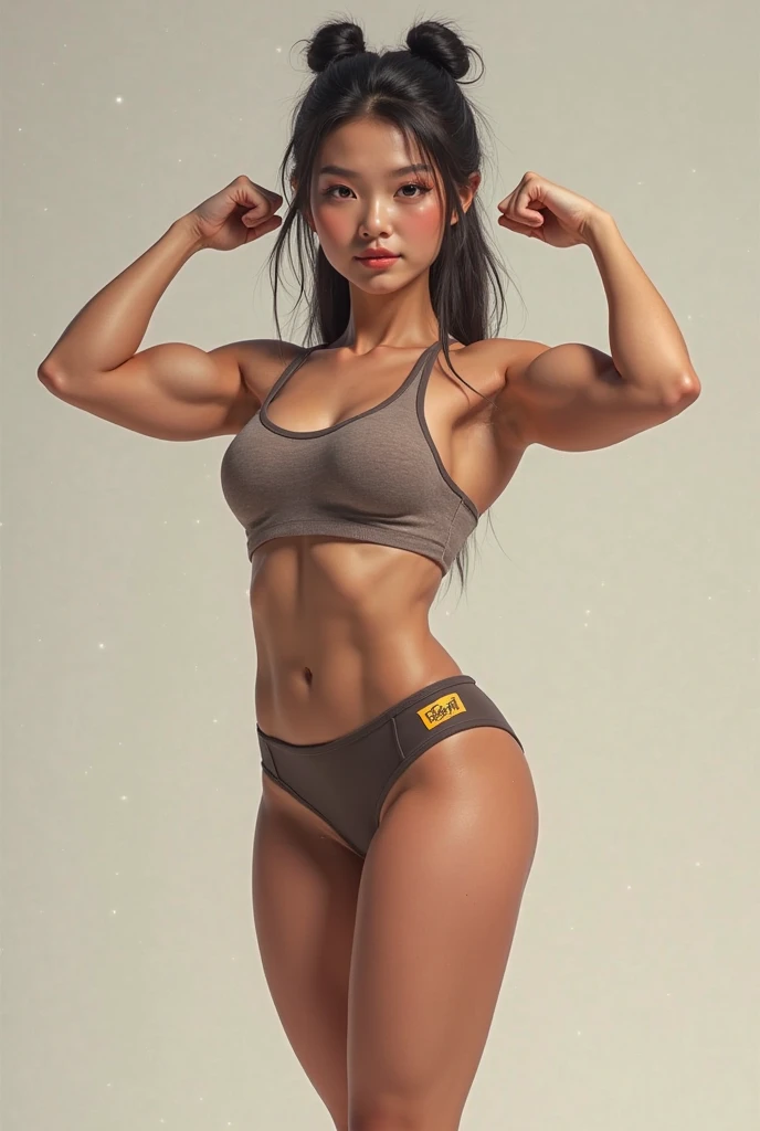 Cute, gorgeous, Korean girl, fit, (muscular:1.2), 14, teen, (flexing biceps:1.5), abs, slender, slim, long flowing brown hair, blue eyes, glamorous, seductive, stunning, flawless, perfect, beautiful, cute, pretty, makeup, flirtatious smile, full body, (dressed as Lara Croft), masterpiece, 8k, highly detailed, sexy, SLR lighting, SLR camera, ultra-quality, sharpness, depth of field, film grain (center), Fujifilm XT3, crystal clear, frame center, beautiful face, sharp focus, detailed skin pores, (tiny waist:1.3), colorful, hyper-detail, dramatic light, intricate detail, photograph by arny freytag, standing, side view, (arms raised), (flexing bicep pose), sexy, small boned, (dainty:1.5), nsfw, lithe, busty, cleavage, (realistic, hyperrealistic:1.4), intricate, high detail