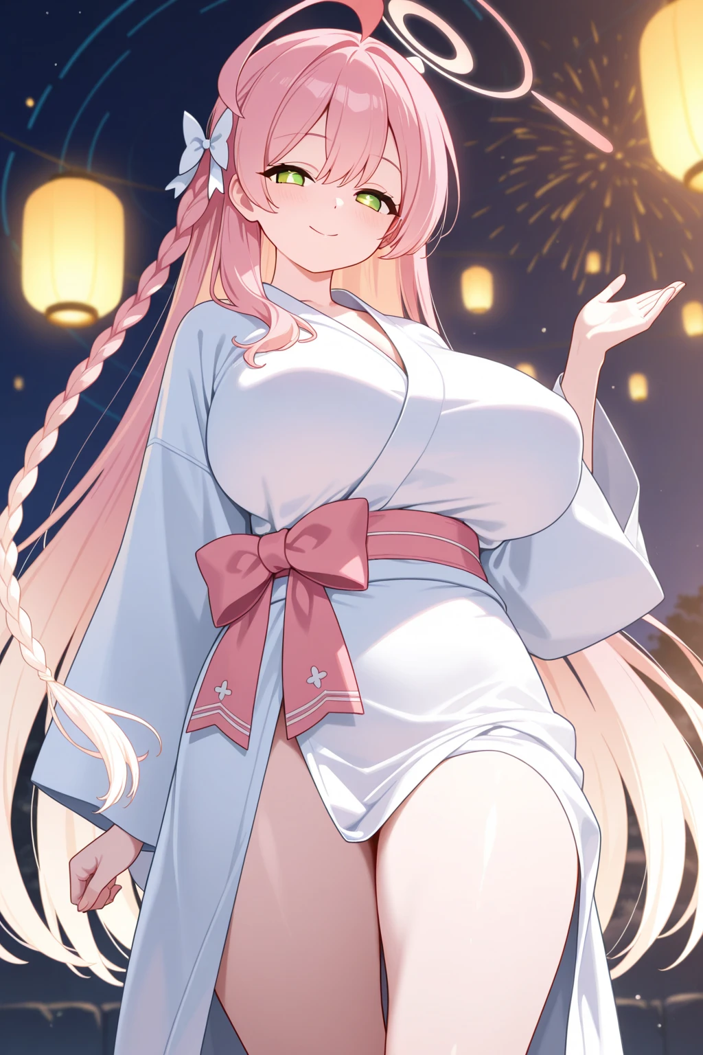 (High resolution), (32K), (very very highly detailed), (Best illustration), (beautiful and delicate eyes), (best quality), (super detailed), (master piece), (Detailed and delicate face), solo,Highly detailed face and skin texture,fine eyes,spread your legs、very shy、blush、spread legs,high details,(dynamic pose),1 female, long hair , long legs、open ??????、 (camel toe),(((とてもbig breasts)))、Exposing ???????? without wearing pants,The protruding PUssy ,cocked ass,I grew up sexy、(((Yukata with transparent skin)))、best style、pink nipples、Transparent pink nipples、(Floral ornament on the head)、Beautiful woman、pink sky、pink clouds、pink flowers、 pink hot spring、pink water all over、pink light、pink sky間、((Feline ears))、off shoulder、big breasts、glamorous body