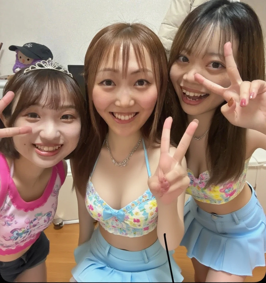 Identical twin sisters、Instagram model from another dimension, With two people, Imaginative, Metaphysical, Whimsical, Anaglyph Style, 1 Japan, Cute face, 18-year-old,