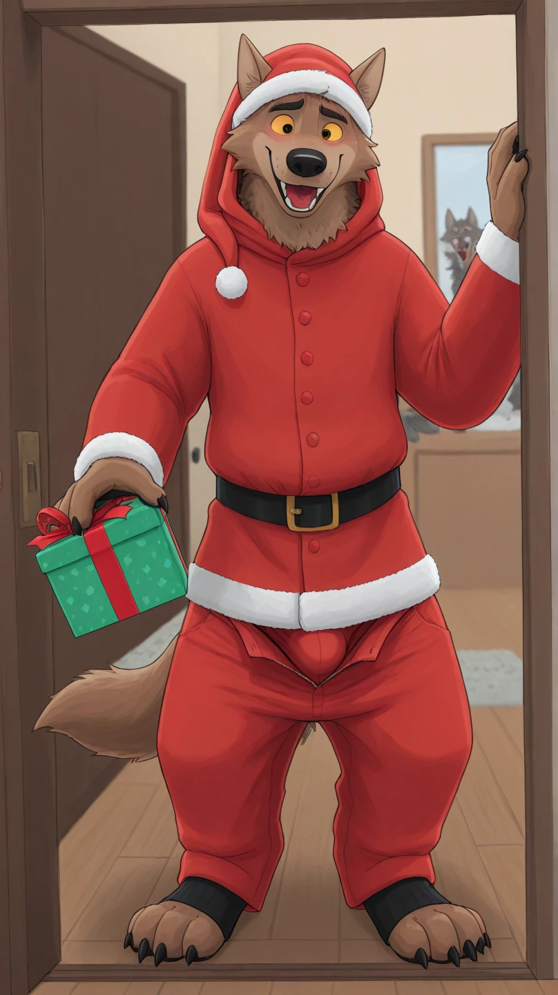 (((perfect dick))), ((best quality)), ((masterpiece)), (detailed), a young hairy man, he is hairy, he has a cardigan, he has big dick, he has big balls, lots of cum every where, winter time,