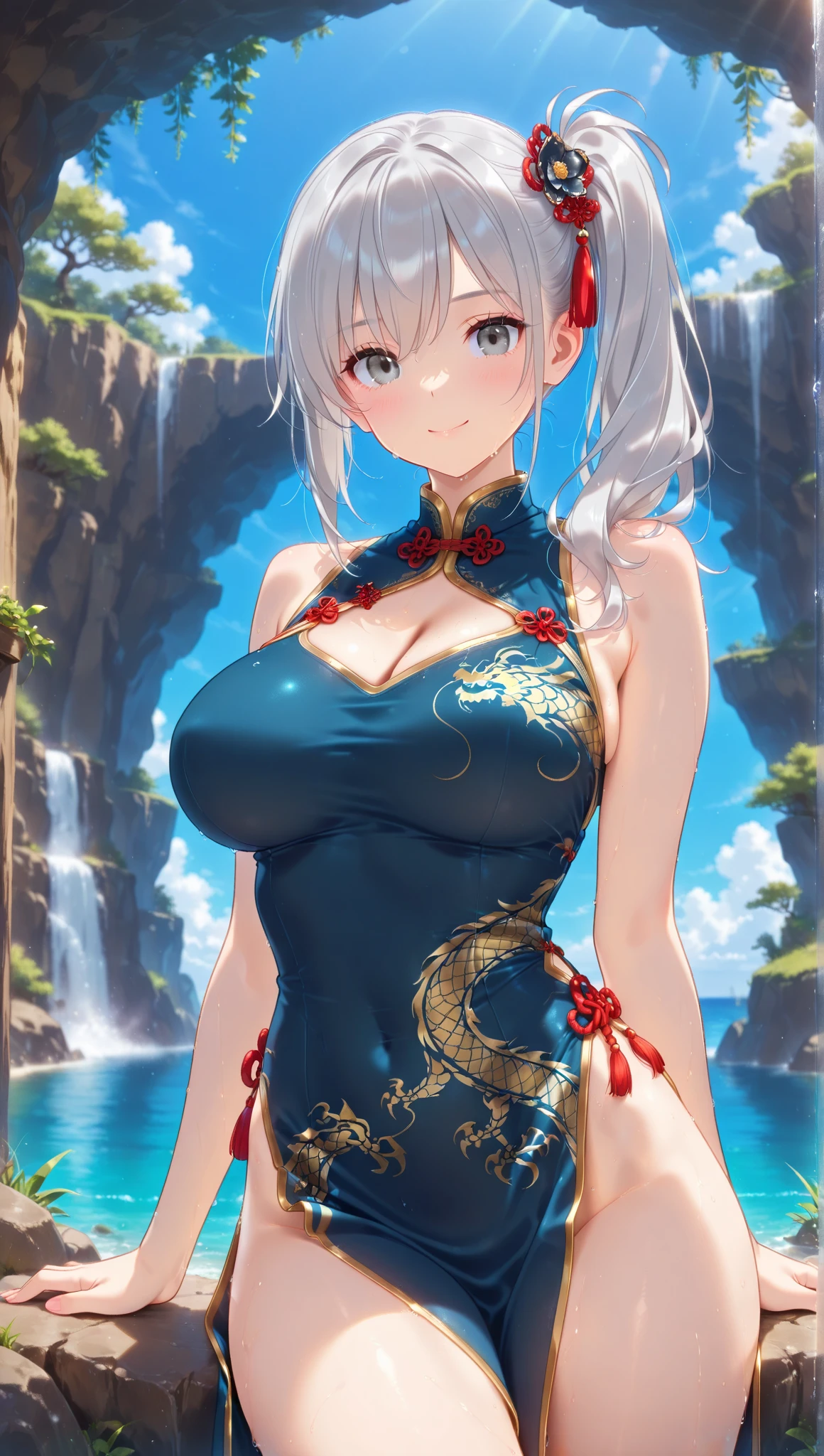 (masutepiece, Highly detailed CG Unityｨ, 8k wallpaper:1.5),(beutiful breast,Farbe_aberration,beautiful detailed shadow,Beautiful eyes,Beautiful body,Beautiful skin,beautifull hands:1.5), (鮮やかやFarbe彩,Realistic, hyper realisitic:1.5), (Curve,Farbe気,Seductive smile:1.5),(Shiny hair,silber hair,blue eyess:1.5), (Holiday Dating:1.5),delicate patterns,intricate detailes,red blush,shinny skin,Seductive Anime Girl, [ 8K Digital Art ]!!, beautiful alluring anime woman, Smooth Anime CG Art, realistic anime 3 d style, Firm, upward-facing big breasts, Unparalleled beauty, Shiny and firm skin, 銀Farbeの髪を, Beautiful and nice girl, kindly smile, Short hair,french braid hair,