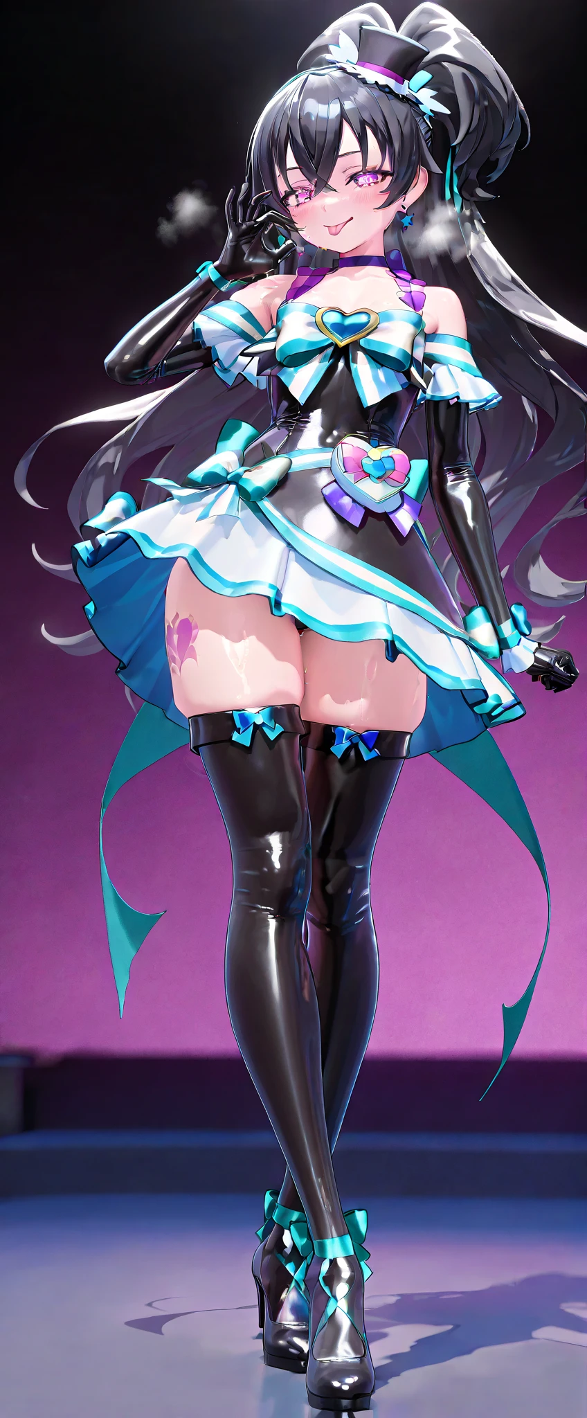 There was a woman in purple and high heels, thick smooth warframe thighs, thick smooth warframe legs, Cybernetic legs, anime barbie in white stockings, Detailed legs, detailed legs towering over you, thick warframe legs, Inspired by Hajime Sorayama, High heels. anime style at pixiv, detailed legs looming over you, 🌺 CGSesociety