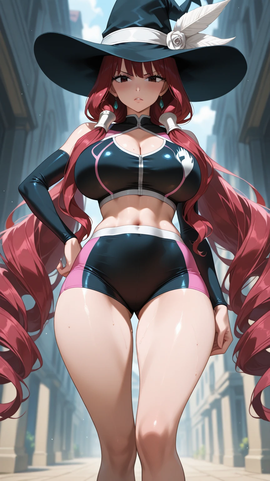 Personagem de anime feminino atraente sexualmente (Sexy Anime Female Character):
1. (Glorious figure, alluring curves, voluptuous, sultry), (masterpiece, 1.0, Best Quality, ultra-detailed, 8K, HDR, highres, abs, hourglass shaped),
2. (Anime style: 1.9, Adult Woman, upper body, half body shot, covered breasts, side , revealing outfit, high heels, mature, atmospheric, sophisticated),
3. (Long hair, wavy, red, detailed, shiny, hair ornament, hair braid, hair intakes, sensual,