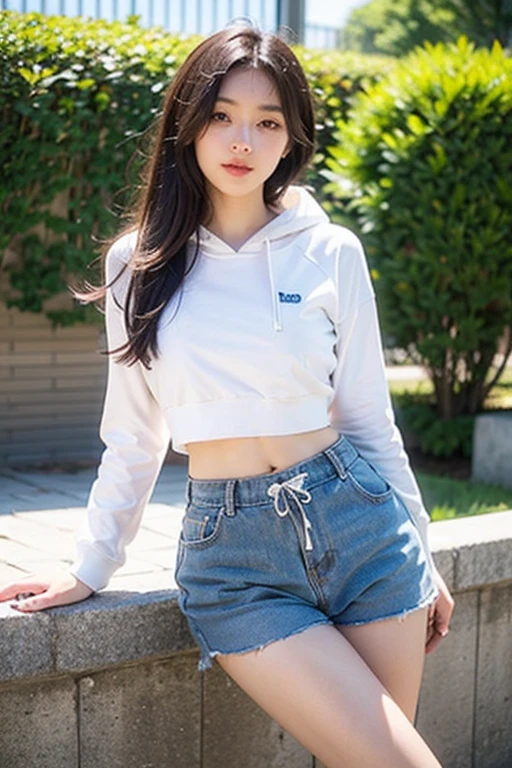 ((Highest quality、8K、masterpiece：1.3))、Sharpness：1.2、Perfect body beauty：1.4、Slim Abs：1.2、((Silver color short hairstyle、Big Breasts：1.2))、(Oversized sweatshirt hoodie：1.1)、(rain、Town：1.2)、Wet：1.5、Highly detailed face and skin texture、Fine particles、double eyelid、looking at the camera、((Beautiful feet))sneakers