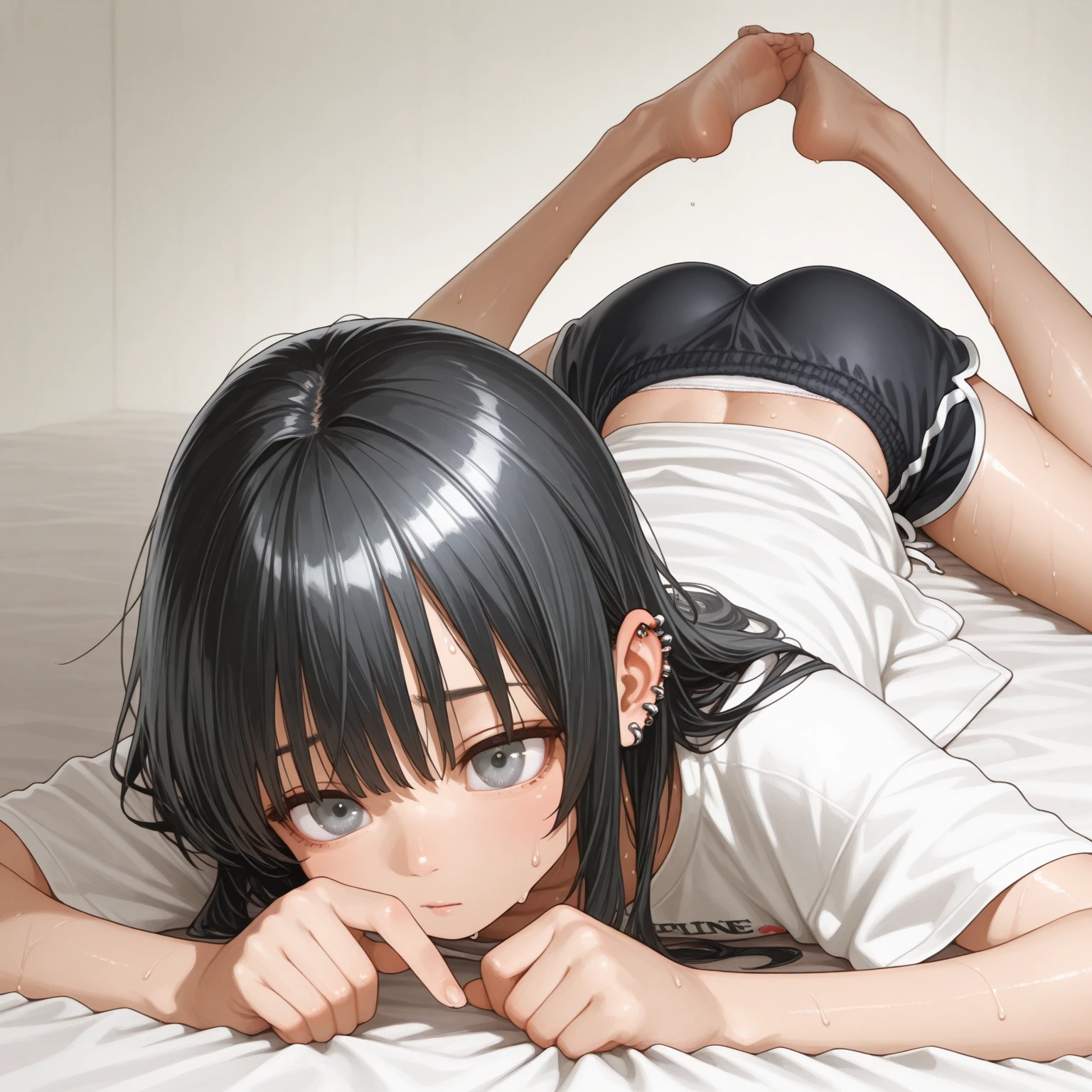 ((((((14 years old))))))、(((Aya Ueto : 1.2)))、(((A charming face)))、(((Young face)))、(((beautiful girl)))、(((A beautiful woman)))、Beautiful woman、Cute woman、((Innocent face))、((Smile))、((Ultra-detailed face))、((Detailed lips))、((Detailed eyes))、((double eyelid))、(((Beautiful Face)))、(((Beautiful, well-shaped eyes)))、(((Beautiful, well-shaped lips)))、Very Short Hair、ponytail、Pixie cut、BREAK、Completely naked、BREAK、(Wearing a transparent sailor uniform)、BREAK、8 heads、(((slender)))、(((Slim body)))、(((Thin body)))、(((Slim woman)))、(Flat Chest:1.2)、BREAK、Photographic quality、Natural light、(フォトRealistic:1.4)、(Highest quality:1.2)、(Ultra-high resolution:1.2)、8K、RAW Photos、Realistic、High Detail、Film Grain、Detail Skin、Symmetrical、Delicate skin、Real human skin、pores、Super detailed、Detailed、(masterpiece : 1.2)、Thin face、Sharp Face、Small Face、Small face、Narrow shoulders、Small shoulders、Small shoulders幅、Slim shoulders、Narrow shoulders幅、Beautiful Japanese Woman、Beautiful Korean Woman、Slim womanモデル、Young Gravure Idol、Realistic young gravure idol、Young Sensual Gravure Idol、Young Pretty Gravure Idol、Japanese Model、Young Gravure Idol、((From the knee up))、(((She spreads her legs and shows her pussy)))、(((Leg spread)))、(arms behind back:1.0)、(((Lying on one&#39;s back in bed)))