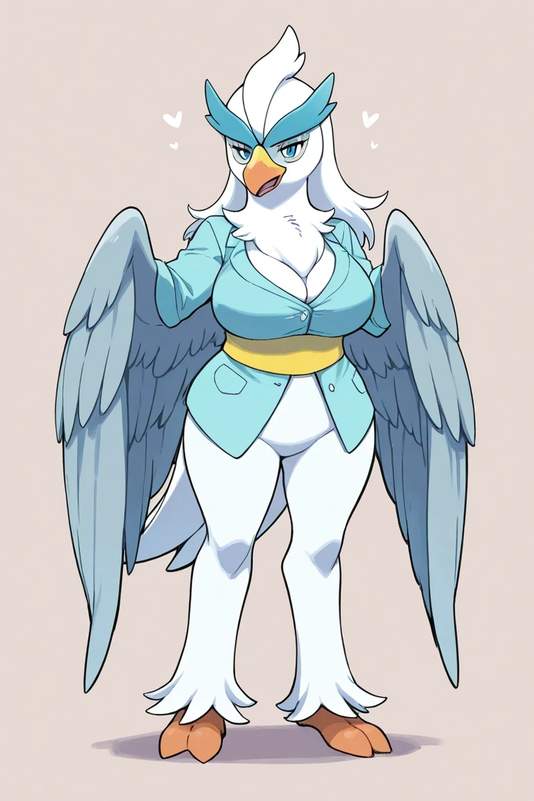 gilda, griffin, wings, tail, simple background, female, yellow eyes, very highly detailed, soft shading, sharp focus, solo, full body,, best quality, perfect anatomy, fluff, (body fur), masterpiece, (digital painting, soft shading,, warm lighting), cute,, [by dagasi|ancesra:0.5], (by foxovh|by personalami), (by einshelm|by tom_fischbach)]