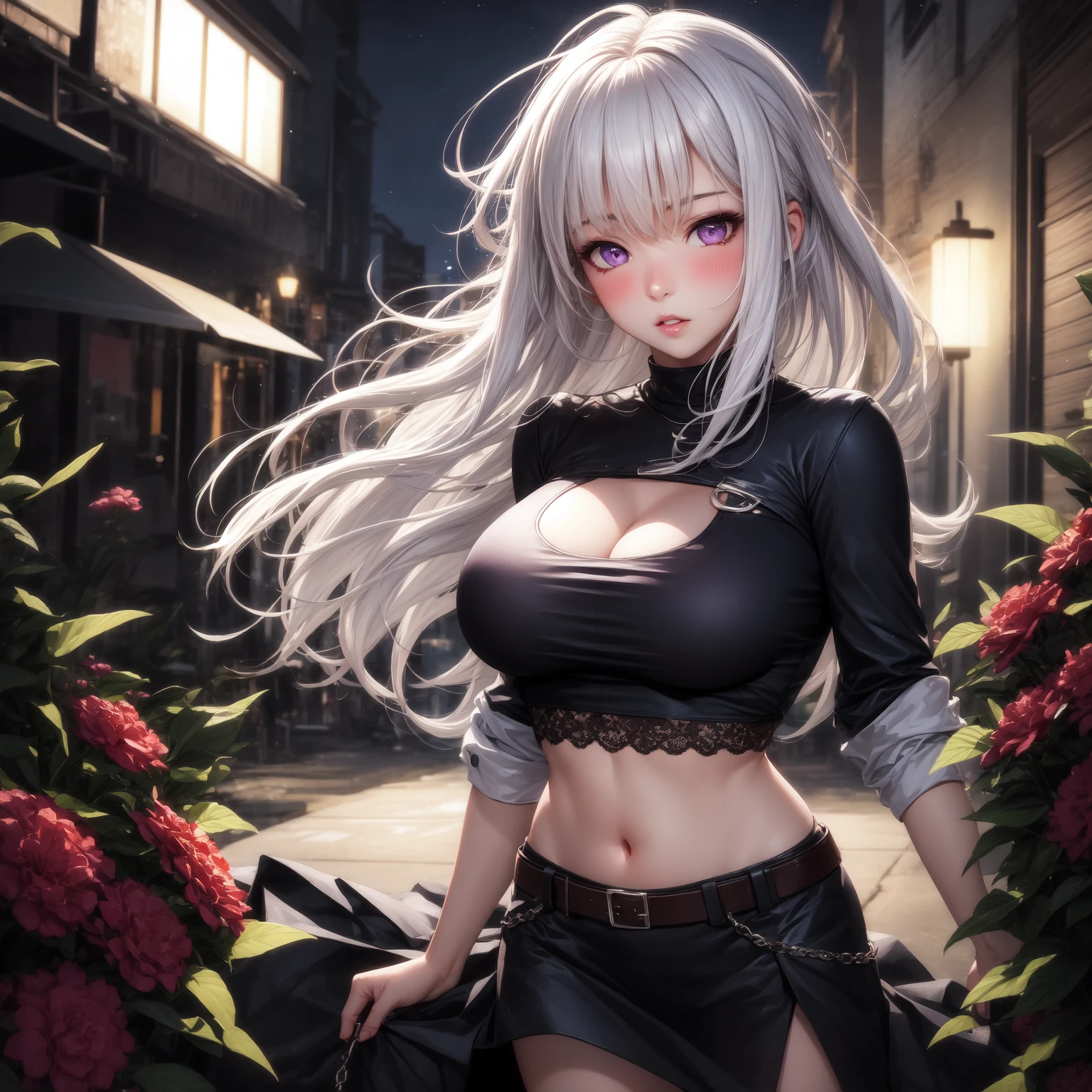 sfw, <lora:arlecchino-v2:0.9>, (arlecchino(genshin impact), x-shaped pupils, black_eyes, red pupils:1.2), (view from below:1.0), (atmospheric perspective:1.1), dynamic angle, looks at the viewer, perfect face, 40 years old woman, (model naughty face, sensual very plump lips, perfect proportional body, slime waist:1.1), (medium_perky_breast_size:1.0), cleavage, Hasselblad, teasing, (walking the streets of the:1.2), Miami City, Ocean Drive, South Beach, ocean, coastal area, in the quarter of the city with expensive stores, cityscape at sunset, attractive stunning woman, wgite hair, (streaked hair:1.1), (single very long braid:1.2), bouffant_Hair_Volume_Blowout short hairstyle, (lace blouse, high waist pants, white tight fur-trimmed tailcoat, luxury_Thick_Belt:1.2), (jewelry, big cross earrings:1.1), (dynamic sexy action pose:1.2), designer outfir, woman_wearing a Haute_Couture, (dominatrix_strong_businesswoman_film-star:1.1), (latex femdom bdsm businesswoman boss clothing style:1.2), 
8K, highres, (ultra highres, intricate details:1.2), (best drawing:1.4), (masterpiece:1.6), (Best quality:1.4), (ultra detailed), (extremely detailed:1.2), (8k:1.2), (diffuse lighting:1.2), (sharp focus:1.2), (film grain:1.2), <lora:add_detail:0.5>,