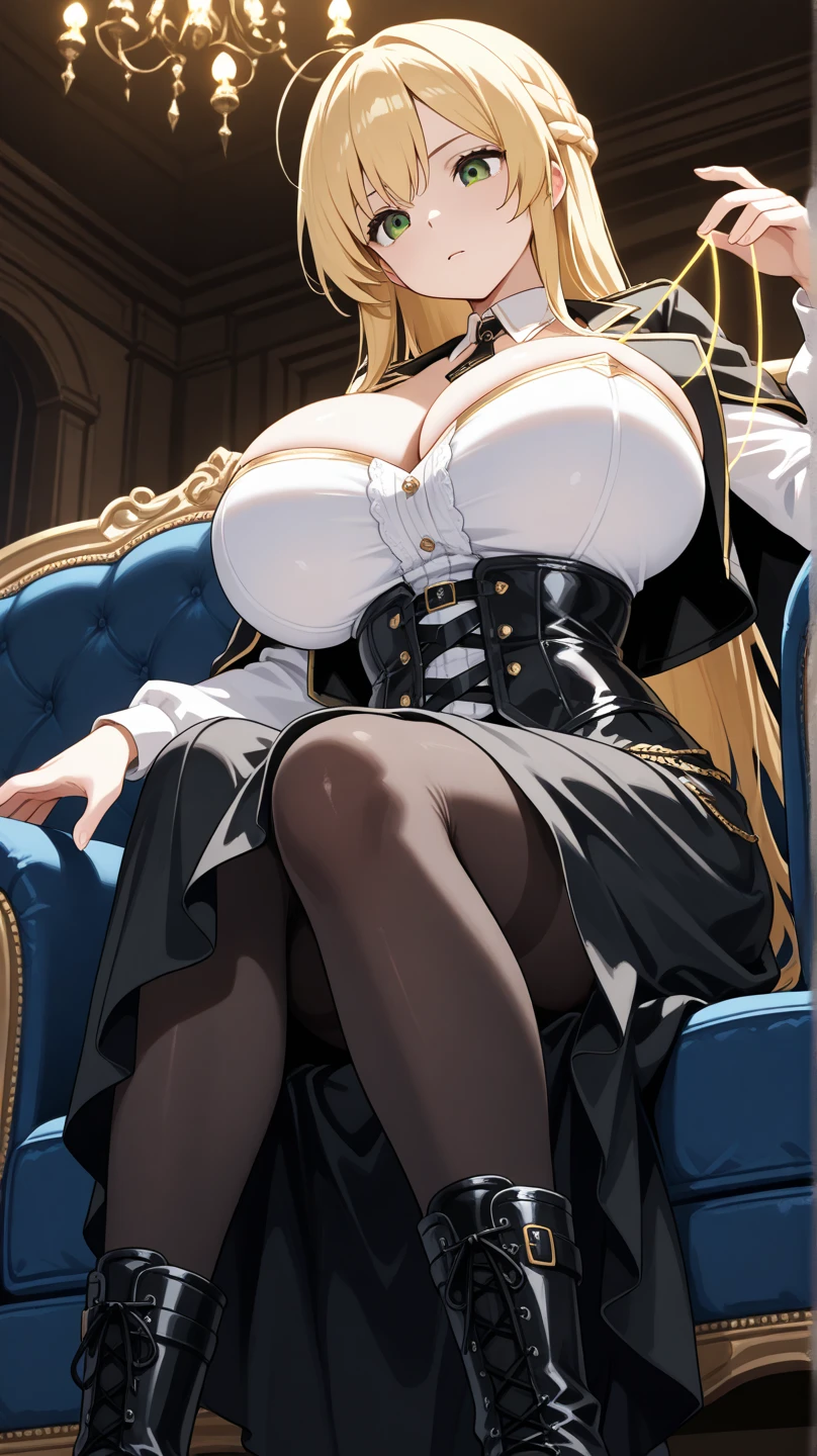 masterpiece,8k,A woman with big ,Gorgeous woman,transparent,Victorian style,Rococo skirt,Long blond hair,Cleavage,Thin waist,pubic,