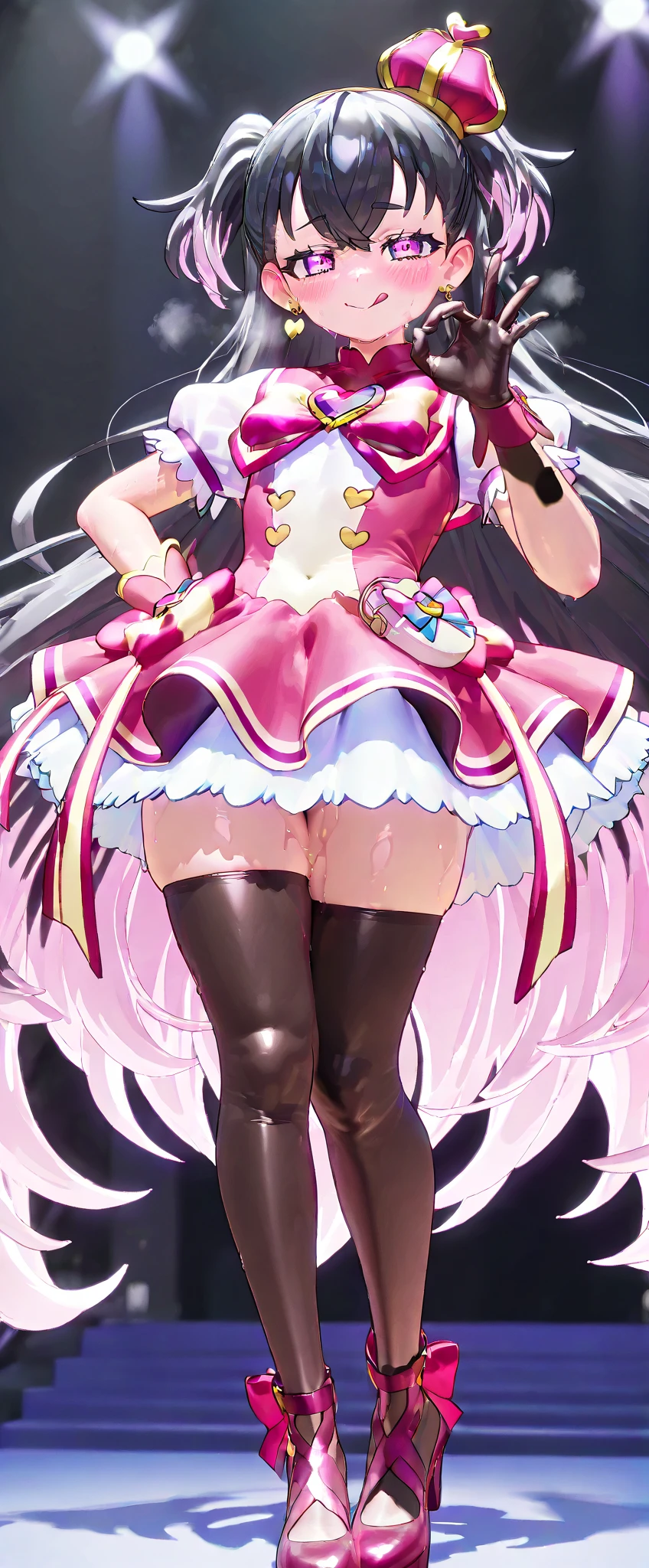 NSFW、{{{masutepiece}}}, {{{Best Quality}}}, {{Ultra-detailed}},  {{extremely delicate and beautiful}},(nffsw), (Best Quality, , 32K, masutepiece, nffsw:1.2),elementary student、a photo of a cute girl,8-year-old girl、 of the highest quality, Best Quality, Realistic, Unity, 32k wallpapers, Official art,(Childlike body),(child),(cheerleaders:1.5),｛Cheerleading Costumes｝、（a miniskirt）、｛Show｝、{Show}、(Lace T-Back Panties:1.5),(Gorgeous headphones:1.3),(Angry look:1.3),(Sweaty skin:1.5),（Juvenile body）,(Unripe々Shishi Body）、Black hair,(Very short hair:1.3),,(,(Full body:1.2),｛Sexy body｝、(skirt lift by yourself :1.7),(Light blue T-back pants:1.3),（T-back panties）,｛pubick hairﾏﾝｺ},、｛Small transparent panties｝、、(Mid summer:1.5),(Angle from below:1.5),(Spread legs),（clean legs）,childishｵﾏﾝｺ、The shape of the pubic area is clear、rather small breasts、flat breast、｛｛The costume is sheer｝｝,｛｝,{{The pubic area is protruding}}、｛｛Pubic area exposed｝｝、｛Costume with visible nipples｝,,{Papillae visible through clothes｝,｛Pink papillae｝、pointed papillae 、｛｛pointed Nipple｝｝、ｵﾏﾝｺthe shape of the is clear、｛Beautifulｵﾏﾝｺ},Beautifulｵﾏﾝｺ、、,｛｛Bold open-legged pose｝｝、｛Vulgar poses｝