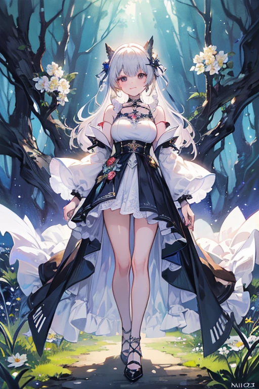 great quality ++ Extremely detailed high resolutionolution, very aesthetic, expressive eyes, (((Perfect face))), (((face symmetrical))), ((good anatomy)), (((perfect hands))), (((8k))), UHD, hd wallpaper, (((detailed high cal, (((((1girl)))))), only, Masterpiece, The best quality, high resolution, Highly detailed, (illustration), Beautiful detailed eyes, ((((full body))), (((solo))), (((((Koyanskaya))))), (((cosplay of weissvale))), (((smiling))), (((fusion))), (((agglutination))), (((Combination))), (((((Whitehair))))), (((ponytail))), (((white dress))), (((jewelry))), (((necklace))), (((earrings))), only, jaeces, earrings, long hair, parody, (((scar))), (((scar ocular))), (((hair ornament))), (((winter forest background))), Side ponytail, scar en la cara, Upper part of the body, (((fox tail))), (((fox ears))), (((tiara))), (((jewelry))), (((earrings))), (((neckline trimming))),
