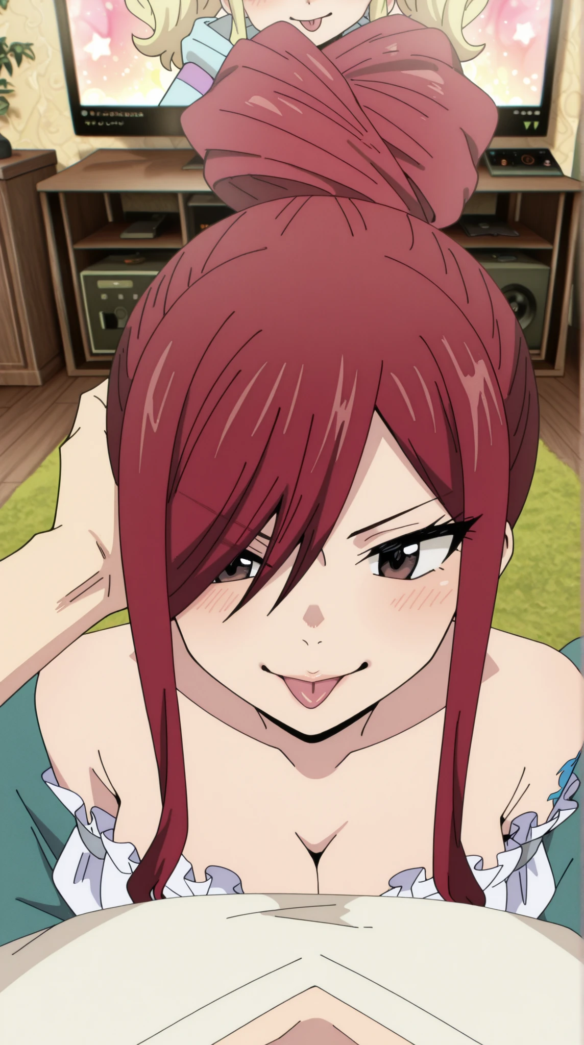 uzumaki_kushina, large_breasts, standing, solo, kushina_naked, masterpiece, best quality, detailed face, detailed eyes, highres, smile, (masterpiece:1.4, best quality:1.2), (Highres), (Detailed Illustration), Ultra-Detailed, konohagakure, uzumaki_kushina, kushina_naked, standing straight,