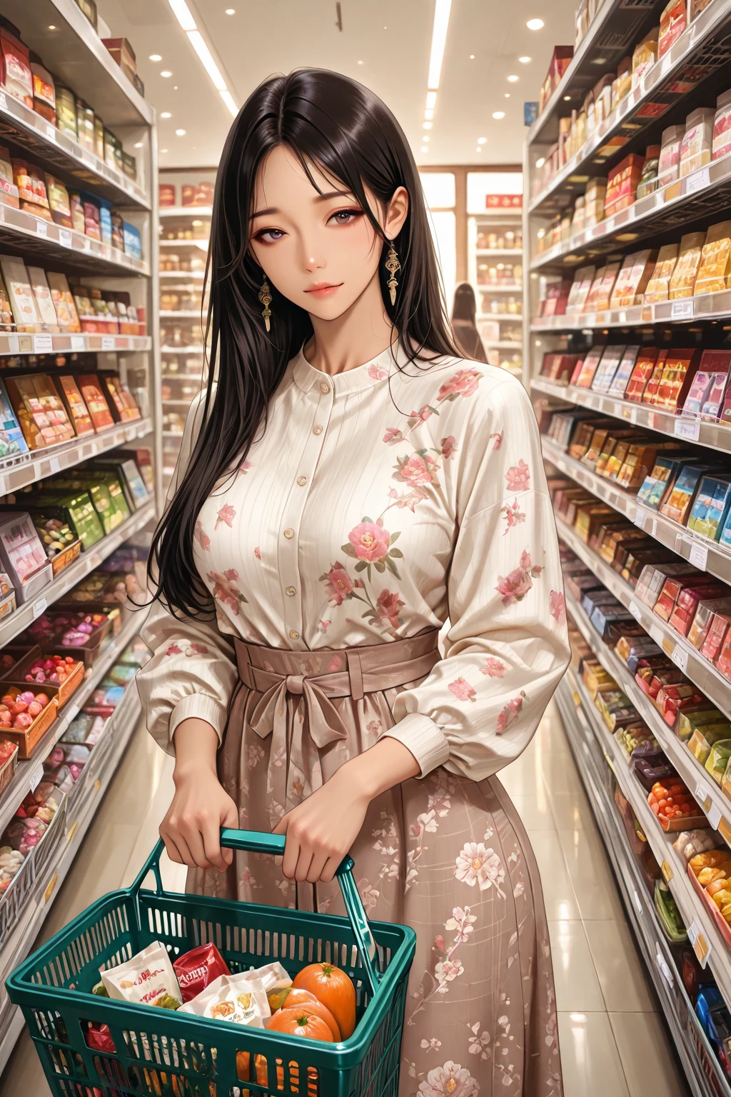 Araffe lady in red top standing in front of donut display area, beautiful south Korean woman, Korean woman, Korean Girl, beautiful Asian Girls, gorgeous young Korean woman, beautiful Asian woman, Asian Girls, an Asian woman, Asian woman, Asian Ultra Detailed, Asian women, beautiful young Korean woman, Beautiful lady, Asian women, star trek Asian woman ((Full and soft breasts,)))(((Large Breasts))) (((Cleavage)))