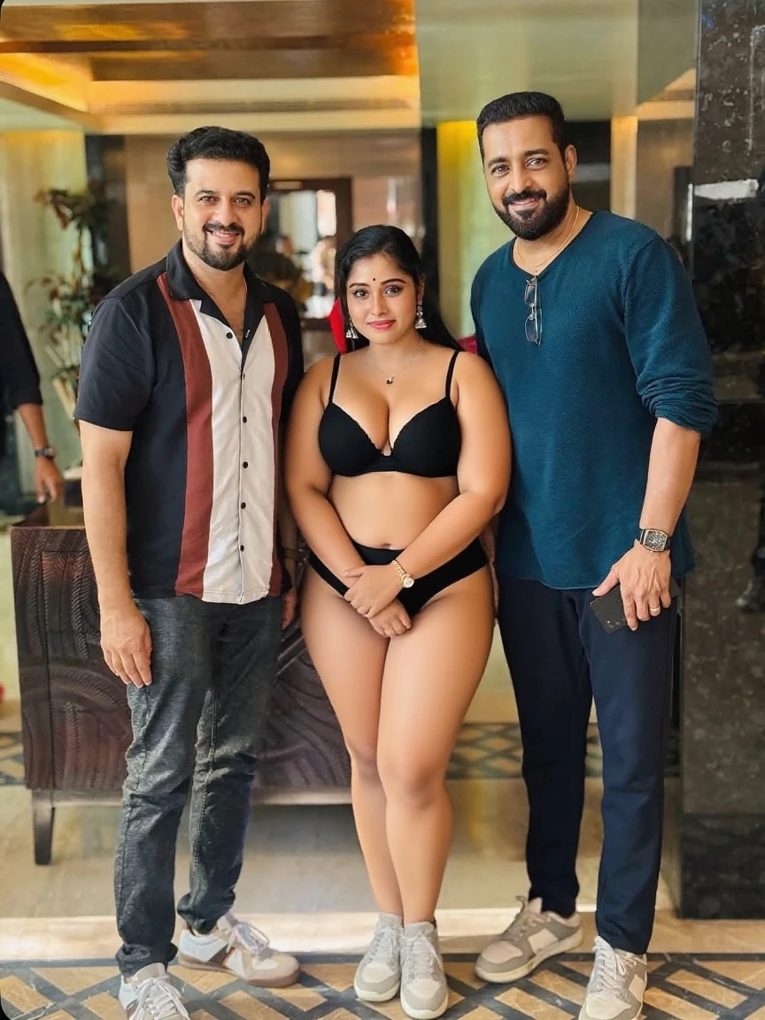 most beautiful Tamil girl sexy nude breast semi transparent strapless removing bikini++ long thick perfect braid hair style photorealistic sexy body standing sexy pose Tamil boy grabbing from behind detailed hyper realistic cinematic perfect body perfect nipple impression wet bikini wet body wet hair, front facing sexy body Hard nipples impression no bikini++ no panty+ transparent bikini