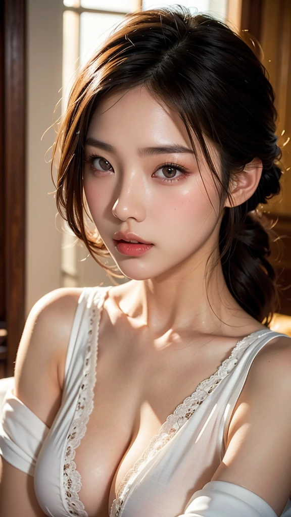 8k, masterpiece, RAW photos, best quality, realistic, extremely detailed CG unity 8k wallpaper, depth of field, Cinematic Light, lens flare, ray tracing, (very beautiful face, beautiful lips, beautiful eyes), A face with intricate details, ((highly detailed skin), 1 pretty girl top quality photo, ultra high resolution, (actually:1.4),Beautiful woman with a slender body:1.4, Distinct abs:1.4, on the island,ultra fine face,exquisite eyes,double eyelid,(((nude))), spread your legs,possession_,head, head 장식,hair bun,