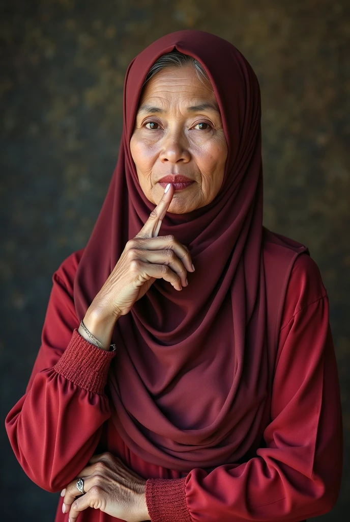 86 Years old, Indonesian mature woman, wearing Hijab, white skin like porcelain, Perfect body, Full body, natural Gigantic mature breast : 98.9, gorgeous eyes, Soft smile, wear a Tight Lace Bra, Wet Lace Bra :12.8, Sweaty body : 5.9, Breast about to burst out, Saggy BREASTS, (RED), NIKE, ATMOSPHERE IN THE VILLAGE, NET STOCKINGS.