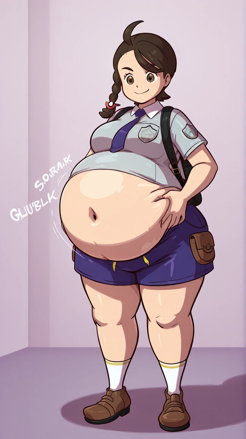 Big belly, obese, Looking at viewer, jumpsuit