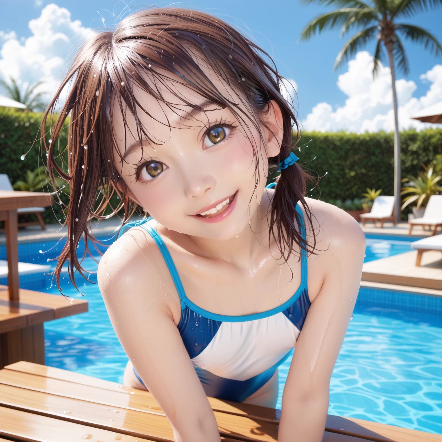 ((((highest quality)))), (((Ultra-precision CG 16K))), (((masterpiece))), (((Very detailed))), (((Extremely detailed))), (((Black outline:1.3, Written boundary depth:1.3 , Written soft outline))), Blur, Bokeh, Maximum clarity and sharpness,Multilayer Texture, Surface Shading, Cinematic lighting, Beautiful details sparkle ,Perfect Proportions, Limited to three woman, BREAK accurate, Anatomically correct, Highly detailed face and skin texture, drawn in detail, Highly detailed facial and skin texture, Detailed eyes, beautiful hair, Beautiful Japanese Idol face, Beautiful and beautiful eyes, Beautiful body, Beautiful breasts, Beautiful thighs, Beautiful legs, Beautiful fingers, (Beautiful views) , skinny body, ((Beautiful Skin)), ((Skin Texture)) BREAK breast enlarged, large Breasts, rocket breasts, slender waist, (blush, smiling:1.3,) BREAK (no-bra, bikini laces untied, oily skin) , wearing earrings, BREAK ((lying face down on a water-float mat, stick breast out),( a woman in the sandy beach under the beach parasol, serious, from side, from above, looking at viewer, bust up, cowboy shot),