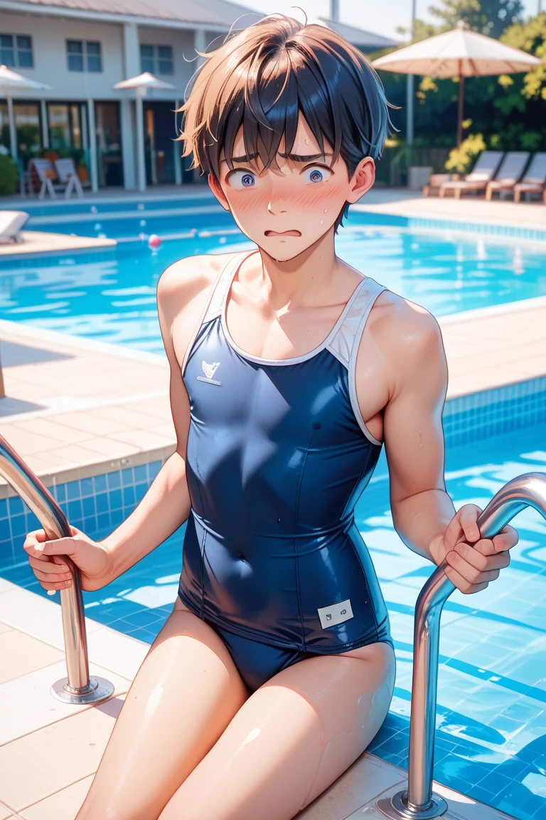 Boy with long hair, swimsuitを着た男性の接写, swimsuitを着ている, Boy with long green hair, Blue-eyed boy, Braid, Bare shoulders, bare arms, bare legs, Knight of Zodiac Boy, Anime Boy with Teal Hair, tall, clothing:ハイカットswimsuit, Beautiful boys, solo, swimsuit, 競泳swimsuit, swimsuit着る, 紺色と水色のHigh legレーシングスイムウェア, A cool boy wearing a navy blue and light blue tank suit, 水泳競技用swimsuit, 紺色と水色のHigh legレーシングスイムスーツ, ワンピースswimsuit, Cute boy in tank suit, High legレーシングスイムウェア, High leg,
