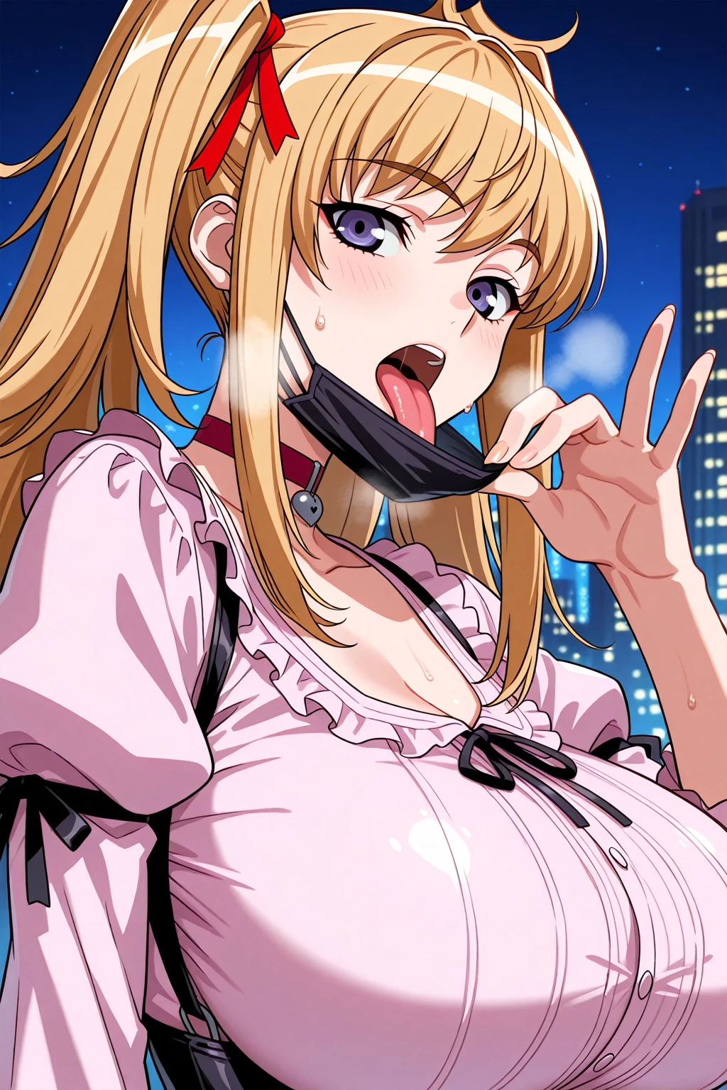 ultra detailed anime,superrealistic anime style,beautiful adult woman,black pleated skirt,off-the -shoulder sweater,mature curvy gyaru,tareme,blonde hair,side ponytail,earring,necklace,(pov blowjob,sucking big penis hardly:1.2),kneeling in back alley,from above,excessive cum,face focus,close up,(surprised),trembling,crying