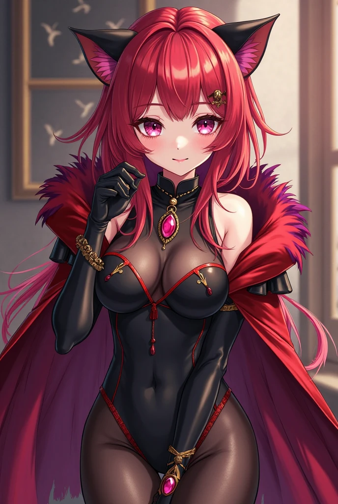 Nishikino maki, Purple eyes,((short red hair)), red bodysuit, cleavage cutout,on ground,defeat posture,hero cape, moaning