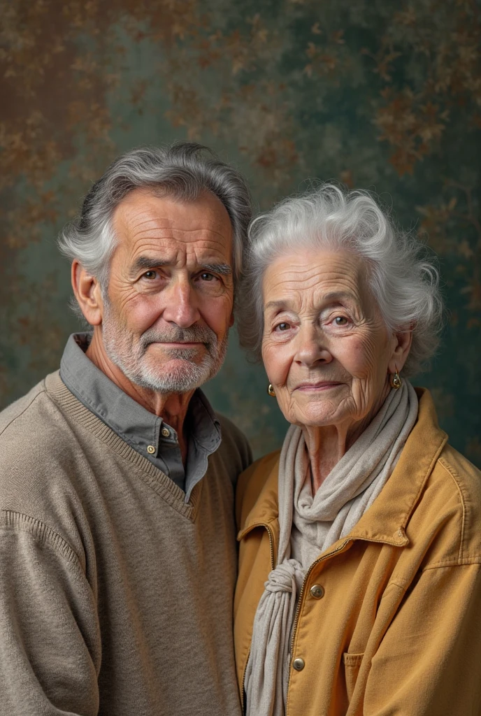 AnalogRedmAF, Vintage Photograph, Elderly Man and Woman Portrait,Smooch, Analog Film, Wearing Time-worn Clothes, 1920s, Soft Lighting, Wrinkled Skin Texture, Simple Background, Rule of Thirds Composition, Visible Grain, Shallow Focus, Amelia Earhar, <lora:AnalogRedmond-AnalogRedmAF:0.8> AnalogRedmAF