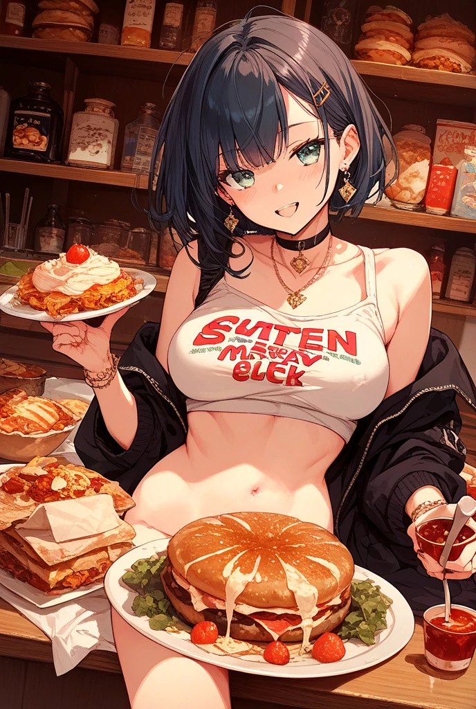 Realistic, Masterpiece, Top Quality, (Detailed Eyes), One High School Girl, Huge breast, Sweat, night, outdoor, bustling restaurant, micro bikini tucked in, string only micro bikini, Wet Face, Wet Body, ponytail, earrings,  white apron,  puffy short sleeves, between breasts, small tray, mole on breast, center opening,  bow tie, pelvis curtain, (wide hips), (Overlooking viewer:1.1), (POV :1.3), (Angry :1.1)