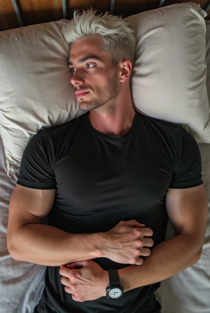 Crazy strange ugly man, perfect ????????????, attractive muscular body, messy, beautiful and sweaty body , is lying on the dirty bed , gostoso, grande bulge, ????? man, naughtiness , ??????, is in a messy room in the dirty favela , window with favela landscape , dark evening  , wears a black sweatshirt , illuminated night 