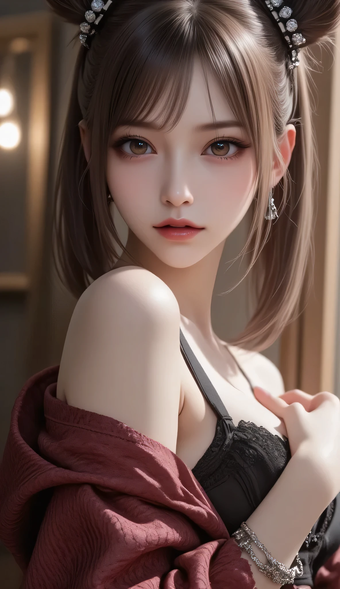 furry, white fur, ultra cute face, red elements on fur, glowing t-shrt, beautiful lights and shadows, ambient light, ultra detailed fur, volumetric light, busty, naked