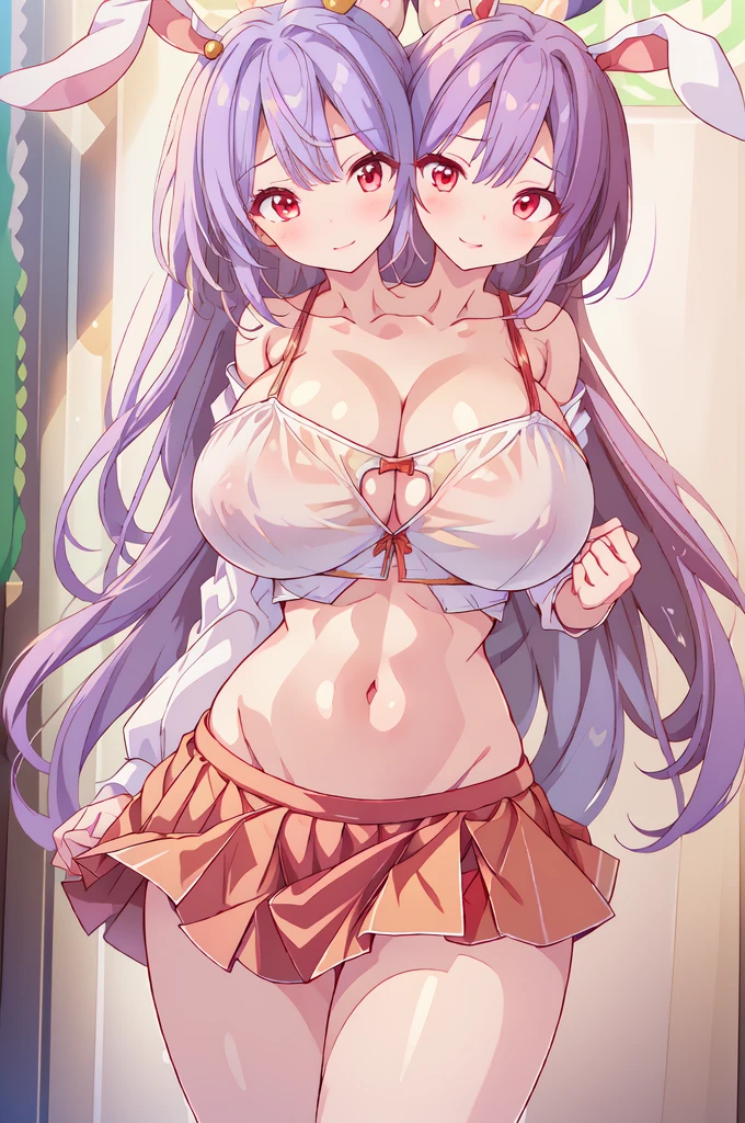Sakura, evil smile, masterpiece, best quality, detailed, 1girl, solo, (body marks, corruption), red ribbon, day room, good anatomy, detailed face, hd, pale white skin, lingerie, sensual, sexy, sensual pose, sweat, lots of sweat, white hair, medium breasts