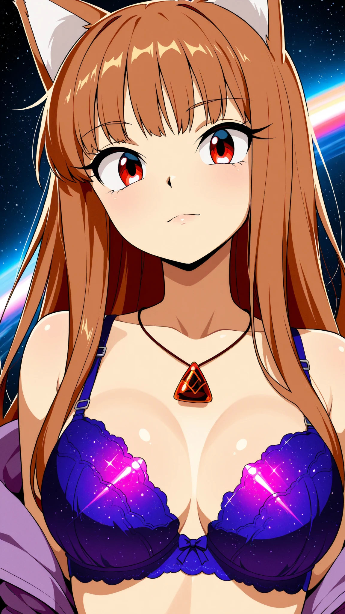 Anime girl with medium breasts and feels heat in vagina