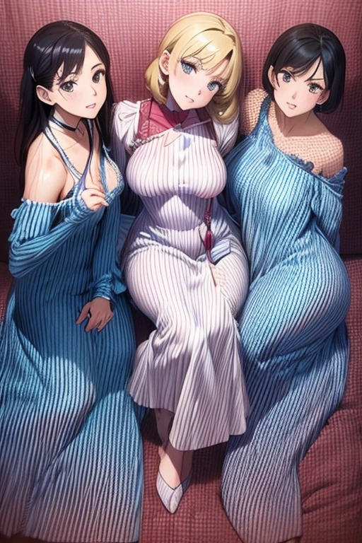 tmasterpiece， Best quality at best， finely detailled， A high resolution， Extremely refined and beautiful， 1womanl， looking at viewert， face to the viewer， brunette color hair， 独奏，（full bodyesbian：2），A mother，Big breasts wife，Bedrooms，Lace Japanese Kimono，