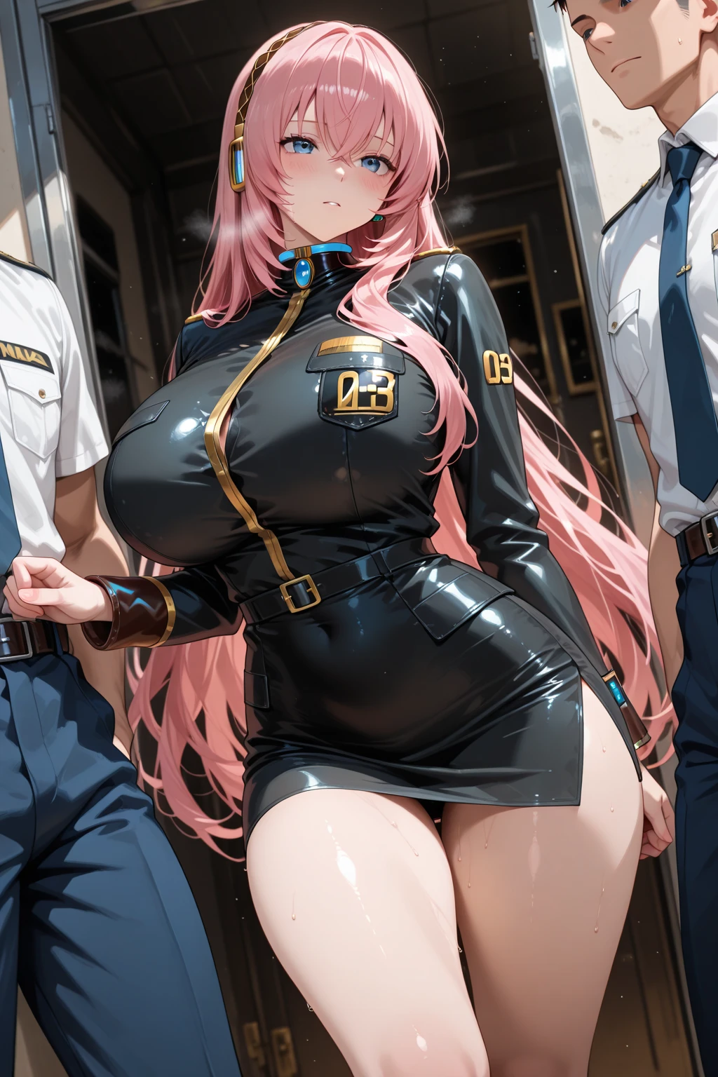 Huge Curvy police officer, plainclothes see through, serious gaze, city beat, puffy nipple