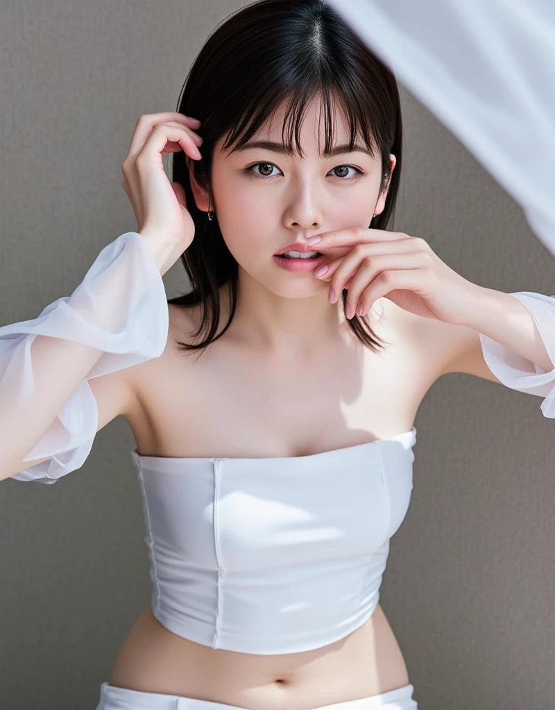 Nipples Bath Short Hair Slender Body